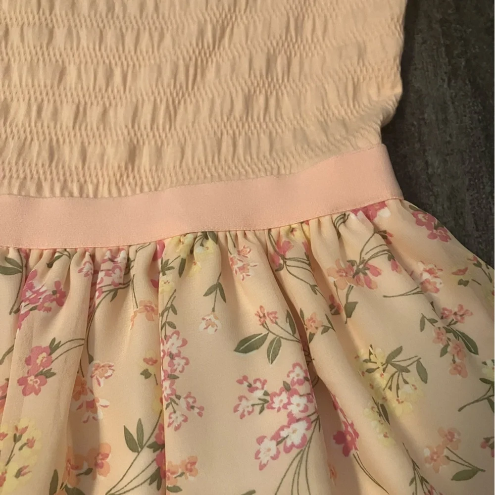 Children’s Place peach floral short-sleeve dress